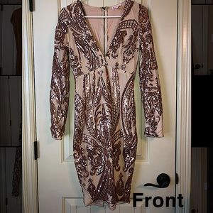 A’GACI gold patterned dress